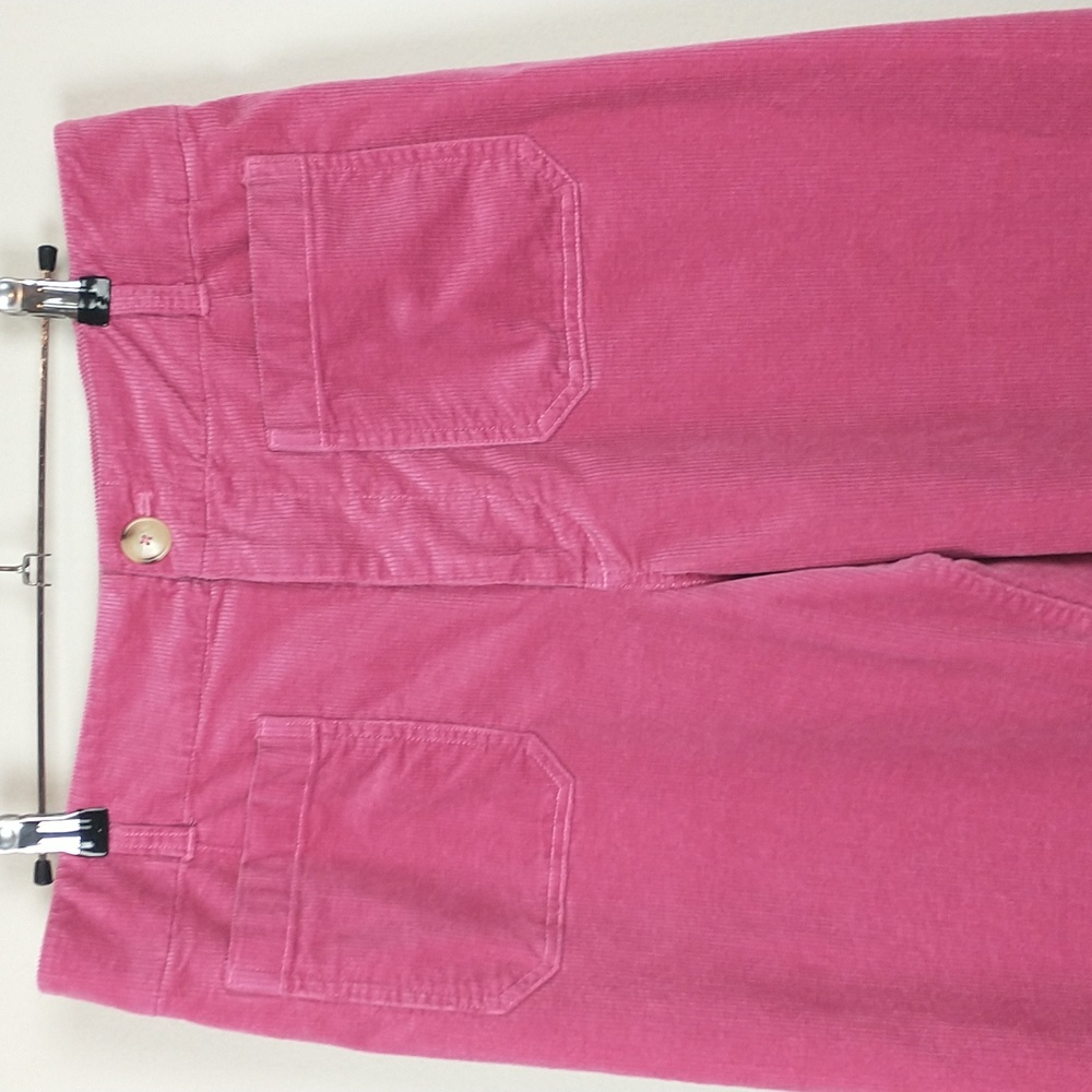 Anthropologie Maeve The Colette Pants Womens 32 Pink Wide Leg Corduroy Cropped - Picture 2 of 10